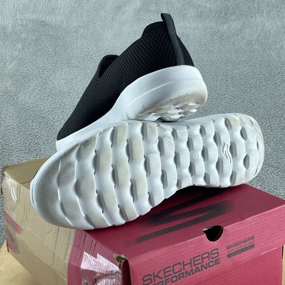 Skechers Women's Go Walk Joy Sneaker, Black/White, 12 Wide S208 - Picture 5 of 9